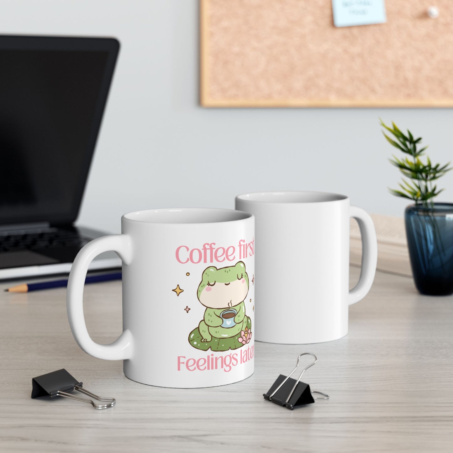 Copy of Coffee first, feelings later Mug ( Cute frog)