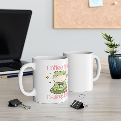 Copy of Coffee first, feelings later Mug ( Cute frog)