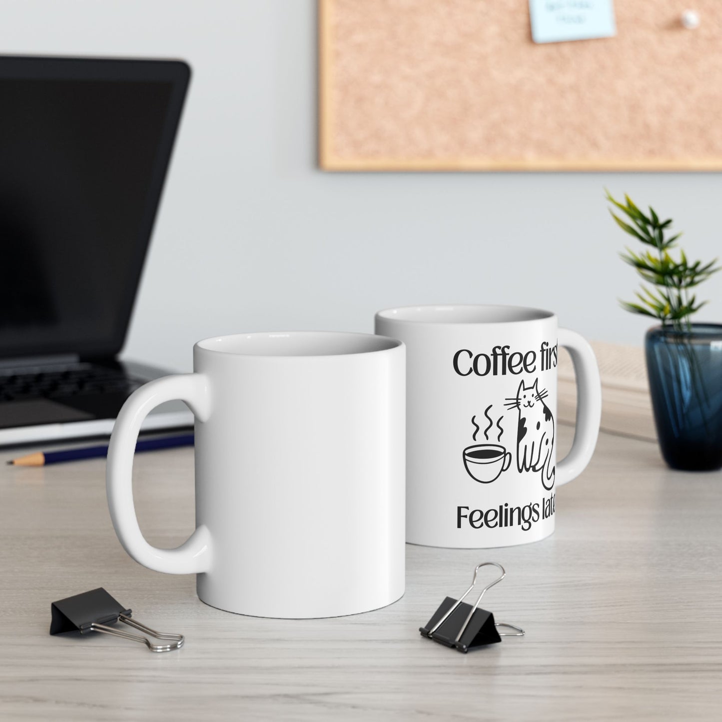 Coffee First, Feelings Later Mug – Funny Cat Ceramic Coffee Mug 11oz | Funny Gift for Coffee Lovers